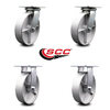 Service Caster 8 Inch Semi Steel Caster Set with Ball Bearings 2 Swivel 2 Rigid SCC-35S820-SSB-2-R-2